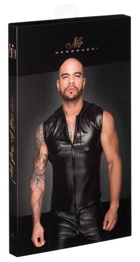 Noir Męski Bezrękawnik z Kapturem PowerWetlook Czarny 3XL Noir