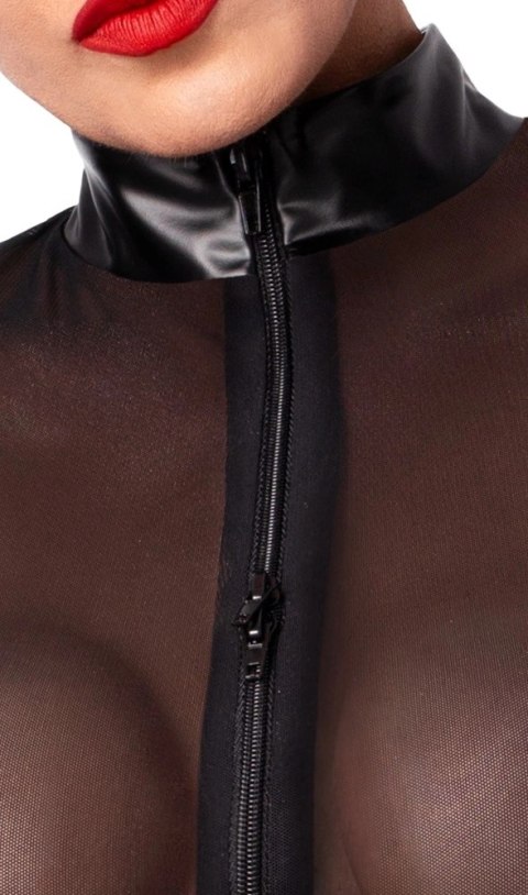 Noir Body L z matową teksturą, siateczką i ozdobnymi pierścieniami Noir