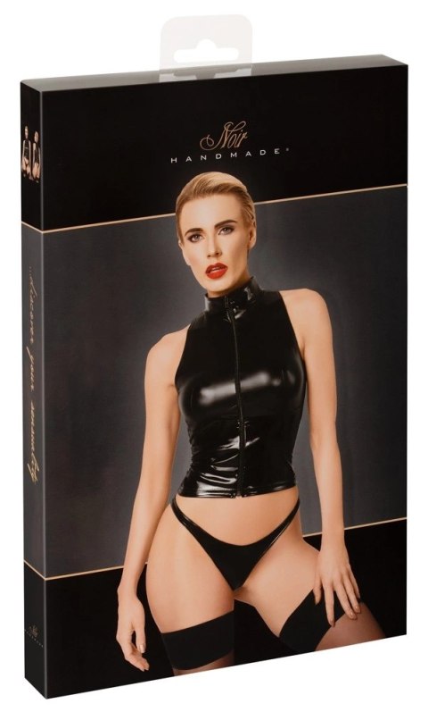 Noir Handmade Top Czarny M - Powerwetlook, Winyl, Zamek Przod Noir