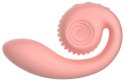 Snail Vibe Gizi Peach - wibrator zakrzywiony z podwojną stymulacją, silikonowy Snail Vibe
