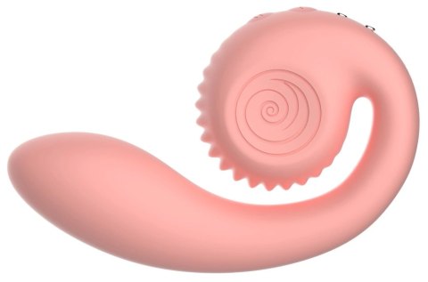 Snail Vibe Gizi Peach - wibrator zakrzywiony z podwojną stymulacją, silikonowy Snail Vibe