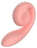 Snail Vibe Gizi Peach - wibrator zakrzywiony z podwojną stymulacją, silikonowy Snail Vibe