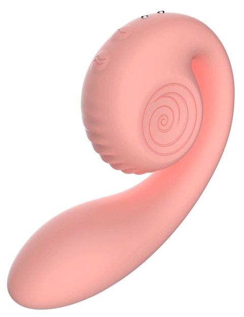 Snail Vibe Gizi Peach - wibrator zakrzywiony z podwojną stymulacją, silikonowy Snail Vibe