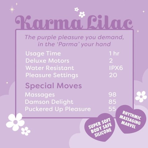 Unihorn Karma Lilac - urządzenie intymne z podwojnym silnikiem, silikon Unihorn
