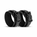 Rimba Black Cuffs - Regulowane mankiety z ekoskory, czarne