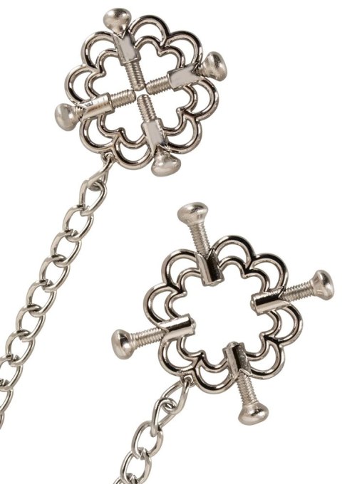 Bad Kitty Stalowa ozdoba piersi z regulowanymi zaciskami i łańcuszkiem Bad Kitty