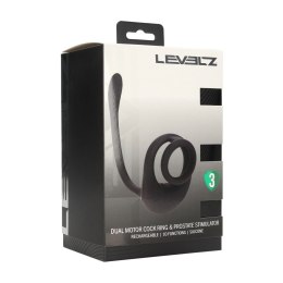 LEVELZ Dual Motor silikonowy pierścień intymny z masażerem prostaty czarny Levelz by Shots