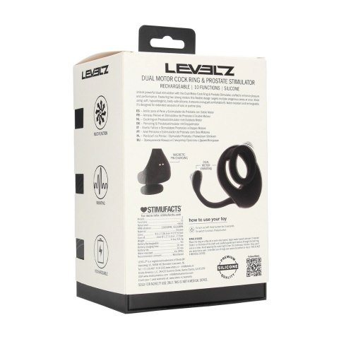 LEVELZ Dual Motor silikonowy pierścień intymny z masażerem prostaty czarny Levelz by Shots