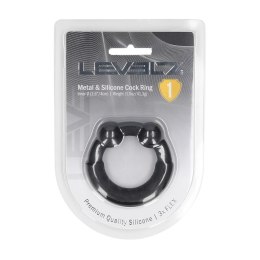 LEVELZ Pierścień Intymny Czarny Silikonowy z Metalowymi Wkładami Levelz by Shots
