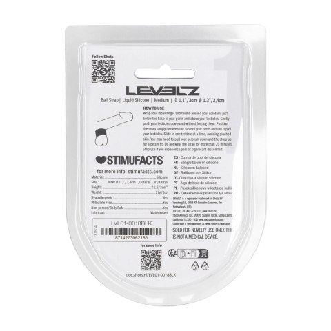 LEVELZ Silikonowy Pasek Anatomiczny M 34mm Czarny - Wytrzymały i Elastyczny Levelz by Shots