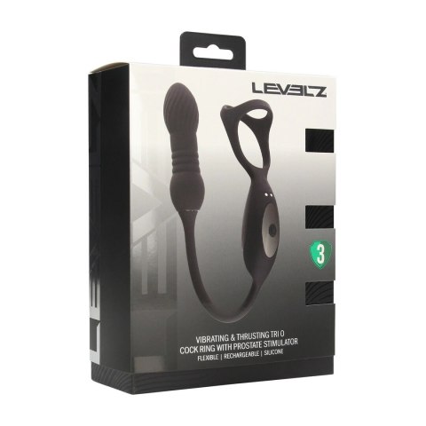 LEVELZ Tri-O Czarny Pierścień z Systemem Wibracji i Ruchu Plus Masażer Prostaty Levelz by Shots