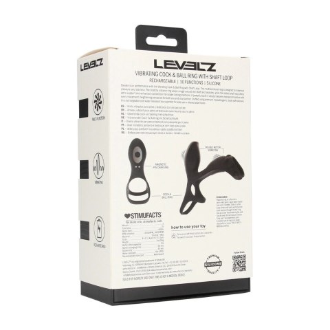 LEVELZ Vibration Silicone - czarny pierścień intymny z dodatkową pętlą Levelz by Shots