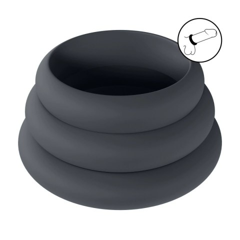 LEVELZ Zestaw 3 silikonowych pierścieni anatomicznych S/M/L czarne Levelz by Shots