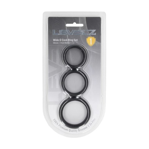 LEVELZ Zestaw 3 silikonowych pierścieni anatomicznych S/M/L czarne Levelz by Shots