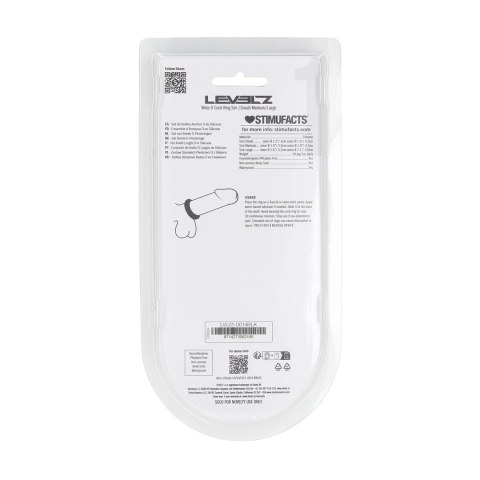 LEVELZ Zestaw 3 silikonowych pierścieni anatomicznych S/M/L czarne Levelz by Shots
