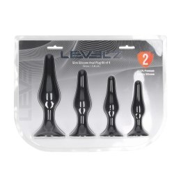 LEVELZ Zestaw 4 anatomicznych wtyczek silikonowych S/M/L/XL czarny Levelz by Shots