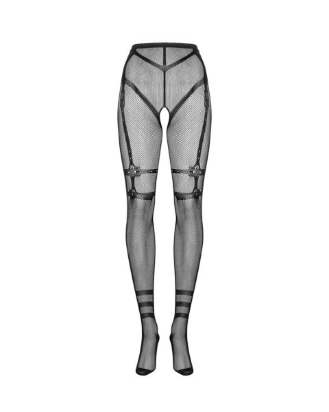 Obsessive S123 Czarne rajstopy z szelkami i sznurkiem S-L Obsessive