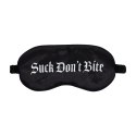 Suck Don't Bite Satynowa Maska na Oczy Czarna - komfortowy model z nadrukiem Ouch! by Shots