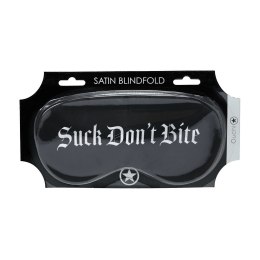 Suck Don't Bite Satynowa Maska na Oczy Czarna - komfortowy model z nadrukiem Ouch! by Shots