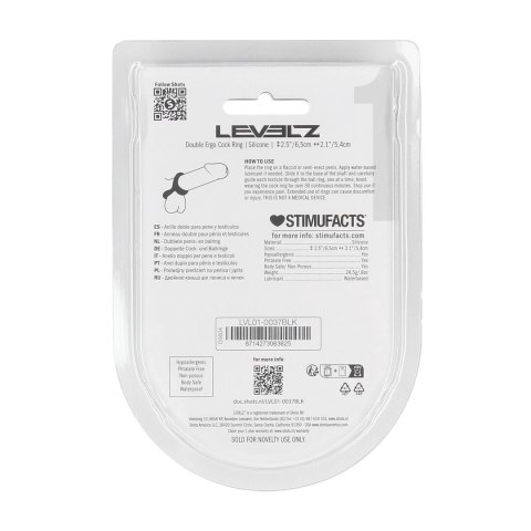 LEVELZ Double Ergo silikonowy pierścień anatomiczny czarny Levelz by Shots
