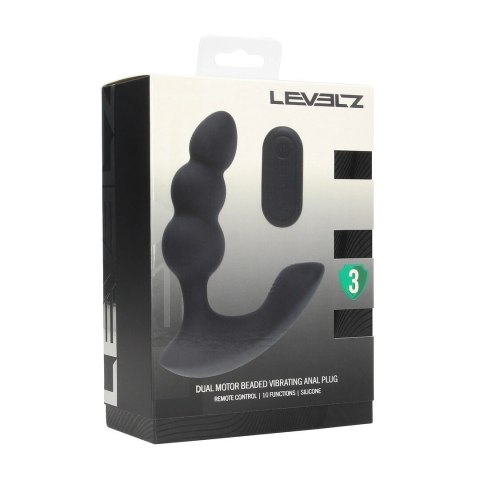 LEVELZ Dual Motor Beaded Pro Black - silikonowy stymulator z pilotem Levelz by Shots