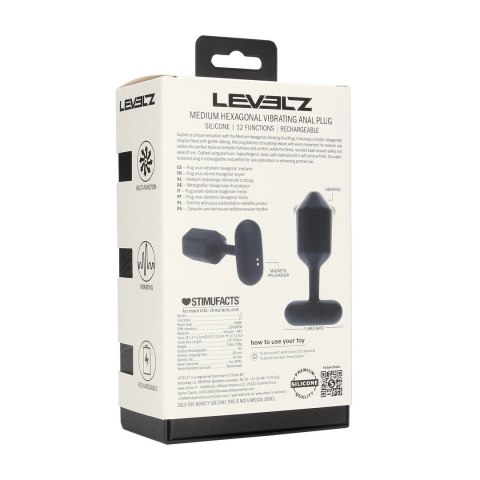 LEVELZ Hexagonal Medium - Wibrująca silikonowa zatyczka analna czarna Levelz by Shots