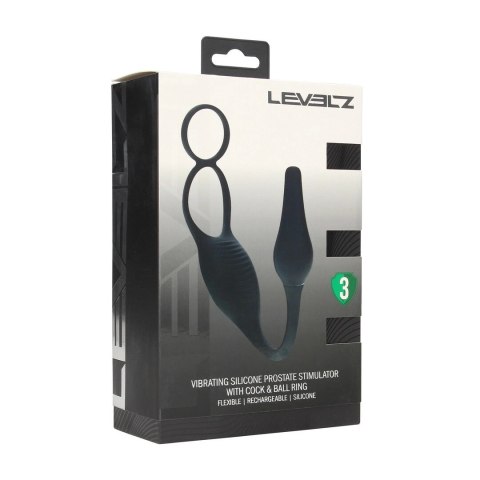 LEVELZ Vibrating Silicone Prostate Model z Pierścieniem, Czarny Levelz by Shots