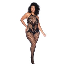 Leg Avenue Body z Kwiatowym Wzorem i Odkrytymi Plecami Plus Size Czarny Mapale