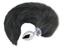 Alive Black & White Fox Tail M - Korek z puszystym czarnym ogonem, rozmiar M Alive