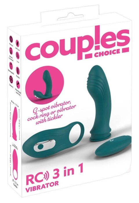 Couples Choice Zestaw 3w1 z wibratorem G i pierścieniem, pilot RC Couples Choice
