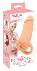 Nature Skin Medium - System 2w1 Przedłużający i Intymny Rękaw TPE 18,5 cm Nature Skin