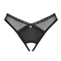 Obsessive Latinesa XL/2XL czarne stringi z dekoracją kwiatową Obsessive