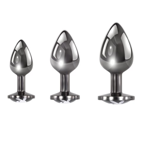 Playboy Pleasure Zestaw 3 metalowych zatyczek treningowych hematyt Playboy