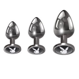 Playboy Pleasure Zestaw 3 metalowych zatyczek treningowych hematyt Playboy