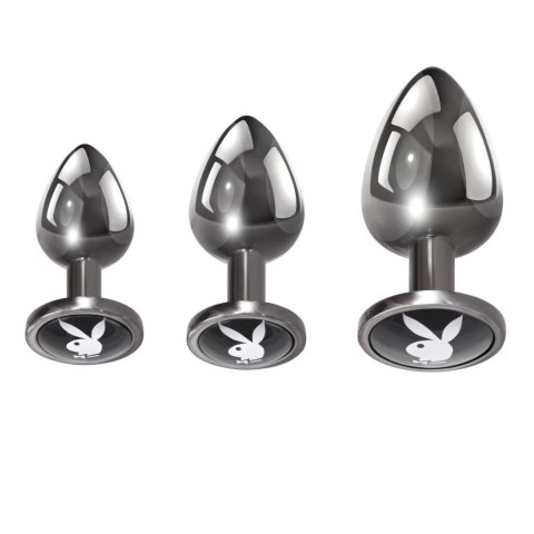 Playboy Pleasure Zestaw 3 metalowych zatyczek treningowych hematyt Playboy