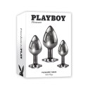 Playboy Pleasure Zestaw 3 metalowych zatyczek treningowych hematyt Playboy