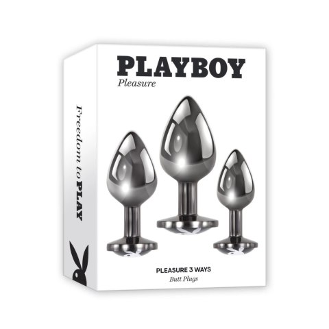 Playboy Pleasure Zestaw 3 metalowych zatyczek treningowych hematyt Playboy