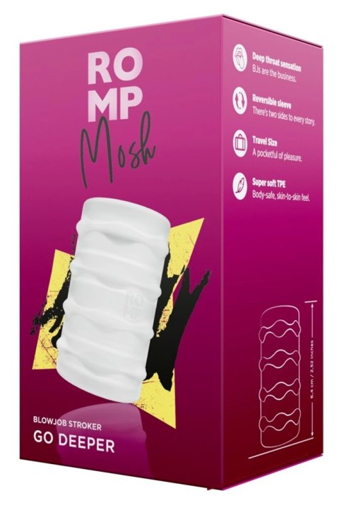 ROMP Mosh Przezroczysty Rękaw Intymny 2 Struktury TPE 6,4 cm ROMP