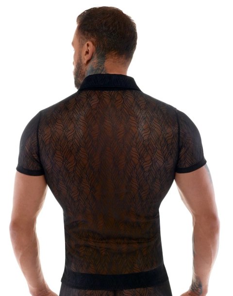 Svenjoyment Koszulka Męska Koronkowa Czarna 2XL z Kołnierzykiem Svenjoyment
