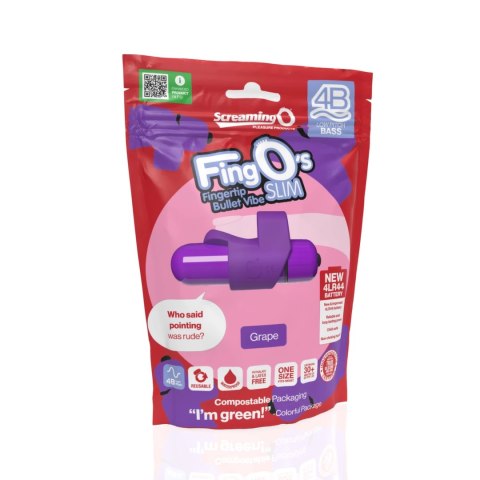The Screaming O FingO Slim - Wibrator na palec, 6 trybow, fioletowy The Screaming O