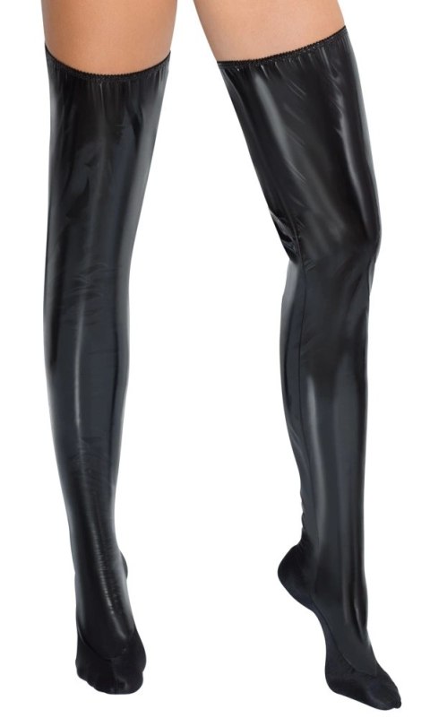 Black Level Pończochy Winylowe Czarne M/L z Elastycznymi Wstawkami Black Level