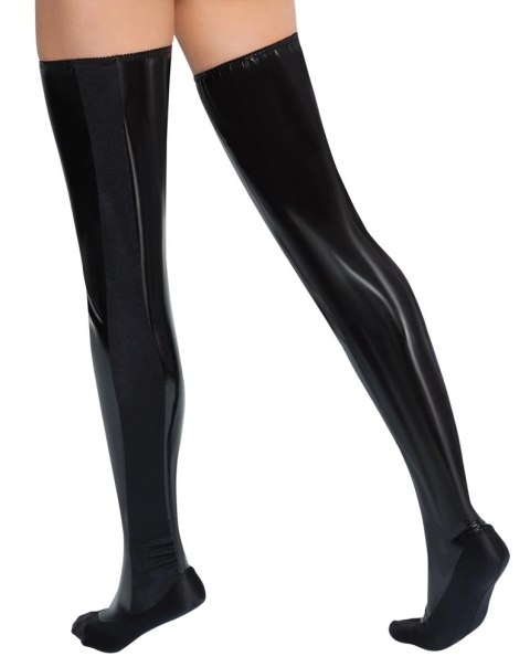 Black Level Pończochy Winylowe Czarne M/L z Elastycznymi Wstawkami Black Level