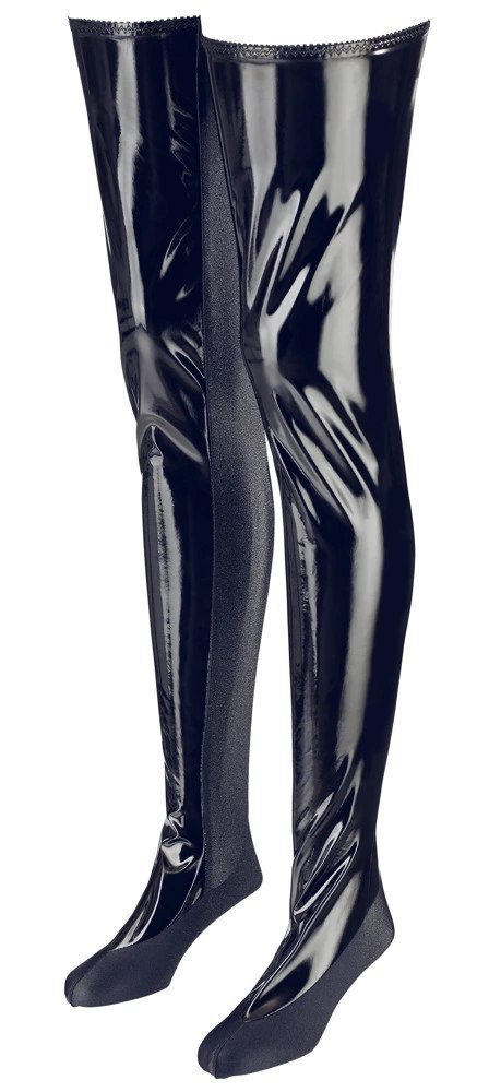 Black Level Pończochy Winylowe Czarne M/L z Elastycznymi Wstawkami Black Level
