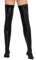 Black Level Pończochy winylowe czarne L/XL z elastycznymi wstawkami Black Level