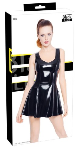 Black Level Vinylowa Sukienka Klasyczna Czarna XS z Rozkloszowaną Spodnicą Black Level
