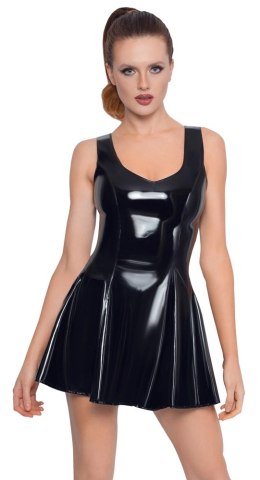 Black Level Vinylowa Sukienka Klasyczna Czarna XS z Rozkloszowaną Spodnicą Black Level
