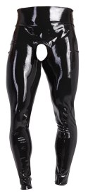 Late X Legginsy Lateksowe Czarny M z Anatomicznym Otworem Late X