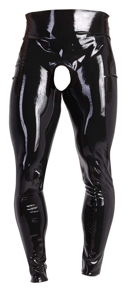 Late X Legginsy Lateksowe Czarny M z Anatomicznym Otworem Late X