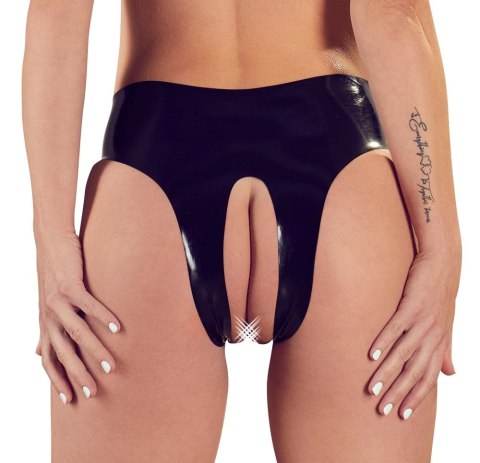 Late X Majtki Lateksowe Open-Crotch Czarny S-L Anatomiczne Late X