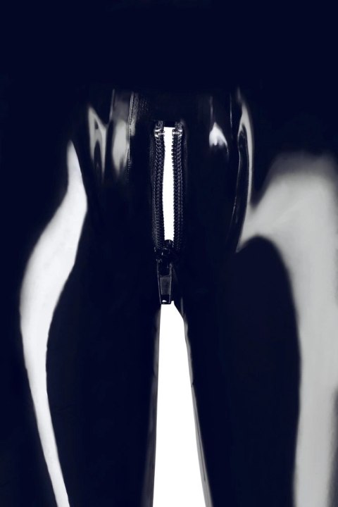 Late X legginsy lateksowe z 3-kierunkowym zamkiem XS czarne Late X